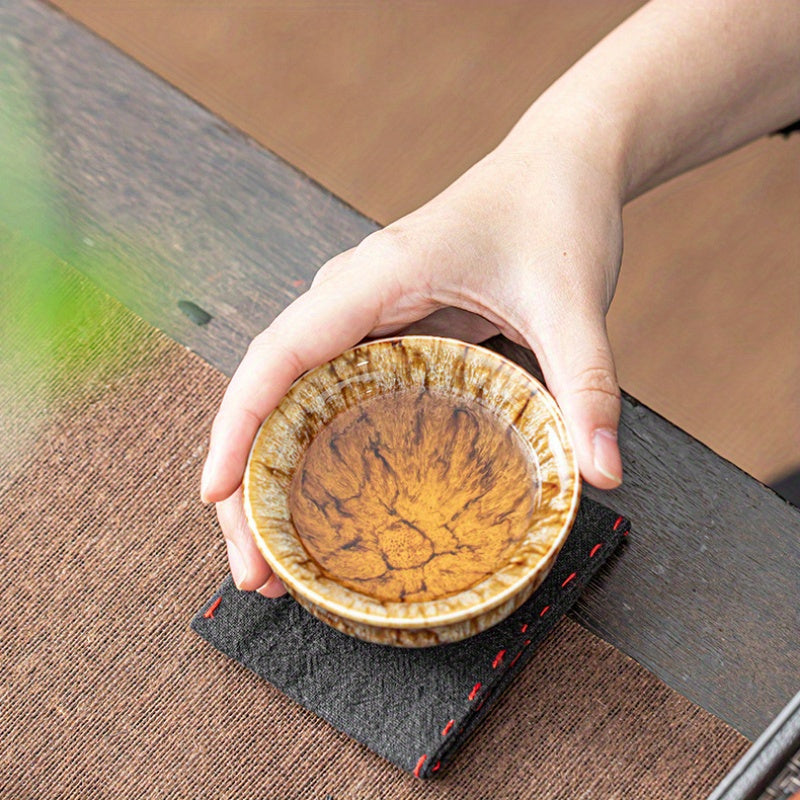 1 Set of 5 Handmade Jianzhan Ceramic Tea Cups, Traditional Kiln-Changed Five-Element Kung Fu Tea Cups, Glazed Porcelain, Suitable for Business Gifts, Office And Home Use- Artistic, Elegant, Unique