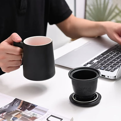 Valentine's Day Ceramic Mug Ceramic Tea Cup with Cover | Simple Tea Separation Filter Mug, Office Men and Women Personal Water Cup, Suitable for Male and Female Friends to Send The Perfect Valentine's Day Gift