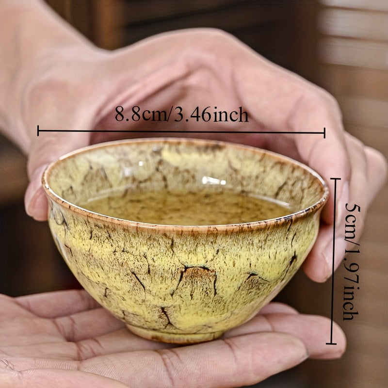 1 Set of 5 Handmade Jianzhan Ceramic Tea Cups, Traditional Kiln-Changed Five-Element Kung Fu Tea Cups, Glazed Porcelain, Suitable for Business Gifts, Office And Home Use- Artistic, Elegant, Unique