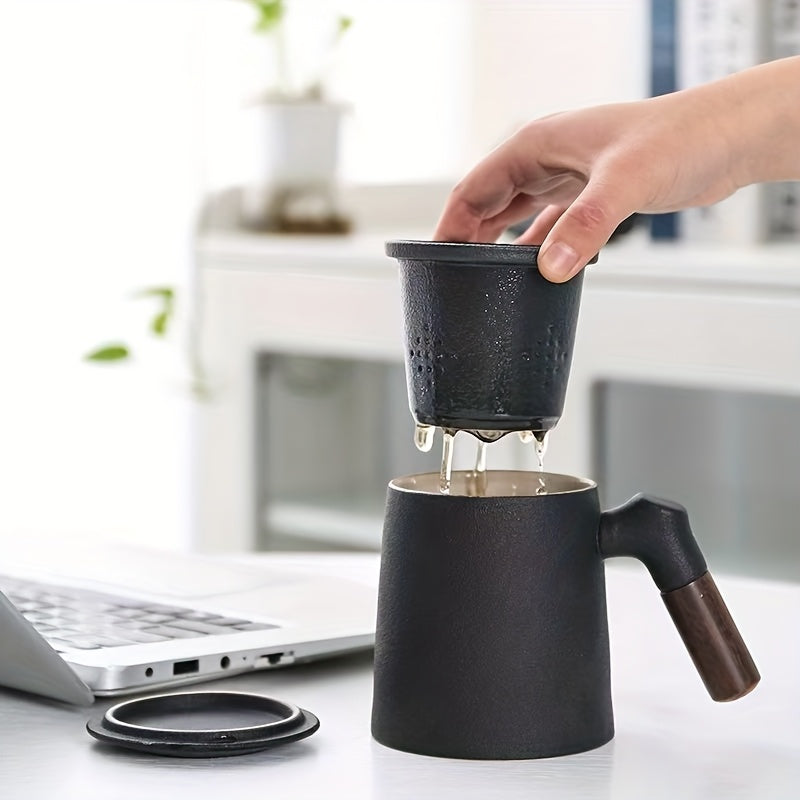 Valentine's Day Ceramic Mug Ceramic Tea Cup with Cover | Simple Tea Separation Filter Mug, Office Men and Women Personal Water Cup, Suitable for Male and Female Friends to Send The Perfect Valentine's Day Gift