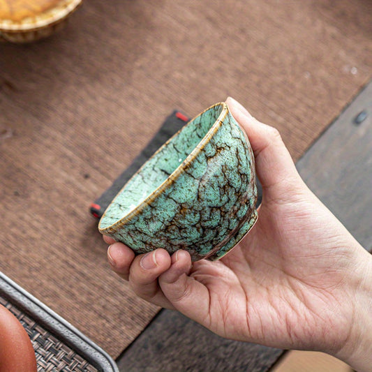 1 Set of 5 Handmade Jianzhan Ceramic Tea Cups, Traditional Kiln-Changed Five-Element Kung Fu Tea Cups, Glazed Porcelain, Suitable for Business Gifts, Office And Home Use- Artistic, Elegant, Unique